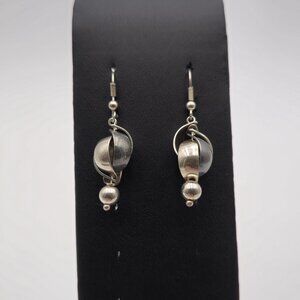 Sterling Silver Twisted Two Tone Dangle Earrings A2034